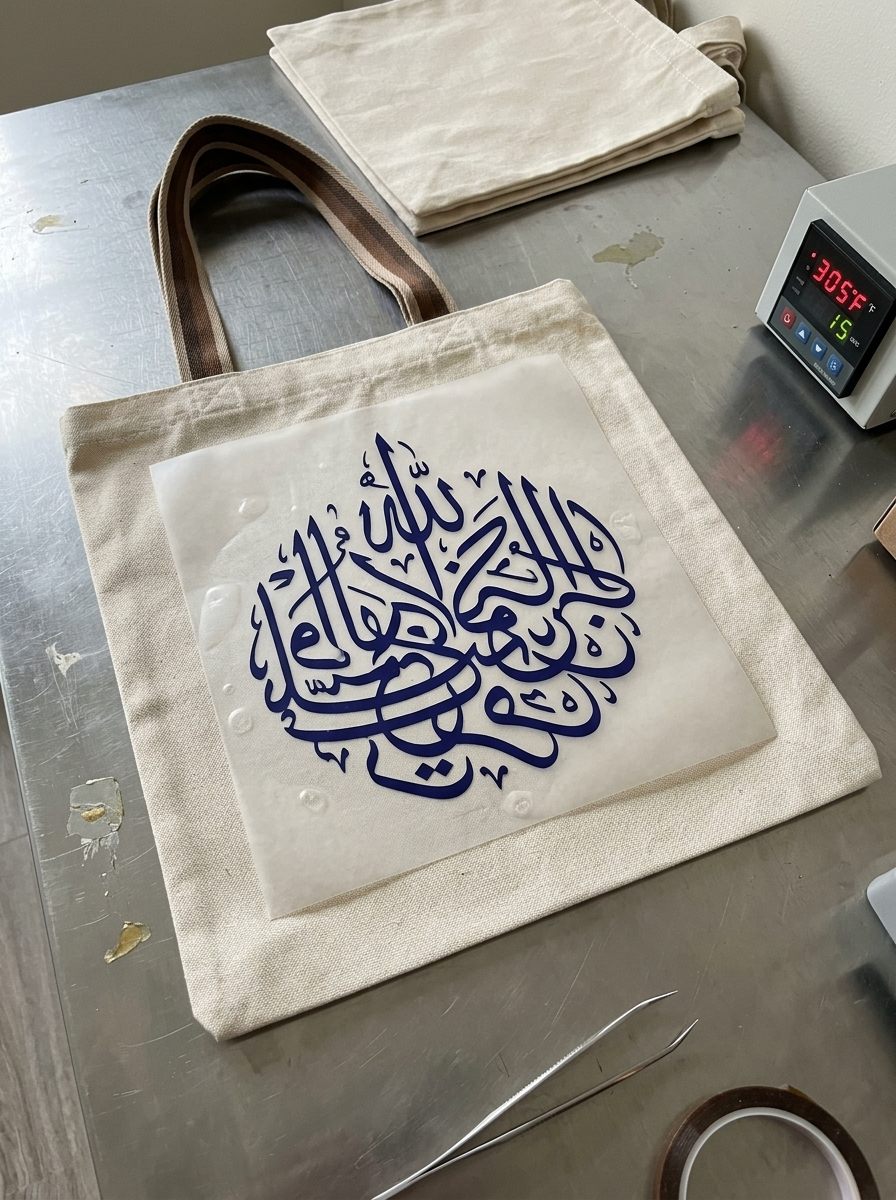 وضع التصميم على الحقيبة قبل الطباعة